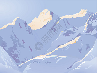 冬季高山降雪全景季节冰川首脑单板旅行滑雪板岩石天空图片