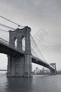 Brooklin桥 美国纽约旅游工程城市历史旅行建筑学城市规划黑与白石头图片