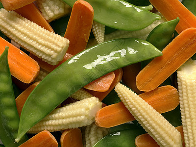 搅拌炒蔬菜萝卜素食主义者玉米水平食物油炸图片