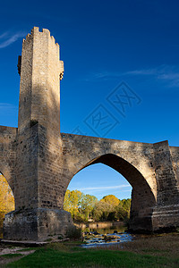 西班牙弗里亚斯 布尔戈斯 卡斯蒂利亚和里昂桥石头历史旅游晴天旅行图片
