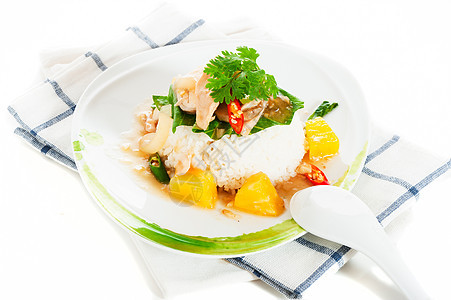 亚洲食品橙子美味菠萝午餐餐厅萝卜美食蔬菜油炸筷子图片