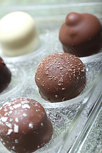 精细巧克力熟食玻璃糖果可可甜点松露礼物白色展示食物图片