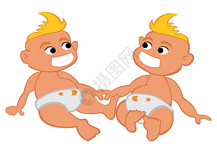 双子女儿童生日童年十二生肖孩子插图男孩们卡通片绘画男生双胞胎图片