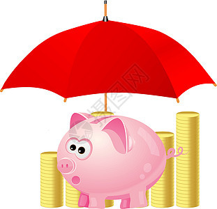 养猪银行和红伞下的钱图片