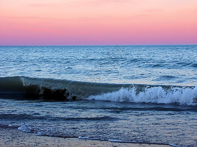 伊利诺伊州公园波纹生态栖息地海滩海浪粉色风景日落环境天空图片