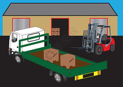 叉式起重卡车船运托盘盒子建筑货车装载机运输拖拉机货运商品图片