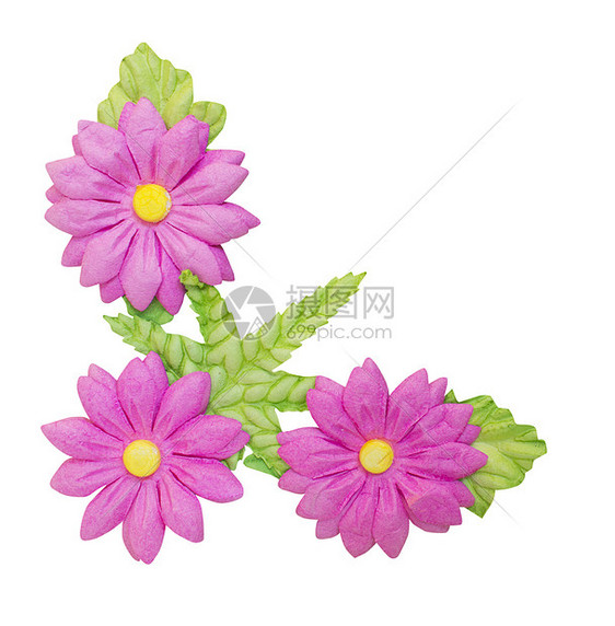 纸花粉色绿色花头叶子工艺模型图片
