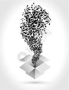 带乐笔的抽象音乐背景 EPS10钥匙海浪横幅歌曲盒子旋律笔记曲线漩涡艺术图片