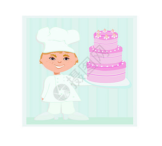 有蛋糕的甜甜厨师图片