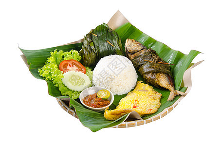 印度尼西亚特殊鱼菜 伊肯 背景情况豆子沙拉食物蔬菜叶子香料烹饪餐厅柠檬油炸图片