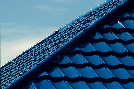 蓝色屋顶瓦片的样式材料床单风化技术波纹金属建造盘子插图栅栏图片