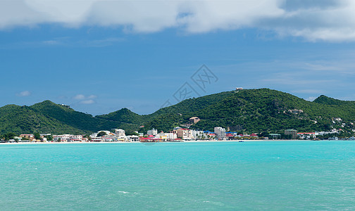 菲利普斯堡圣马丁岛全景明信片太阳旅行旅游首都海岸线假期支撑阳光港口图片