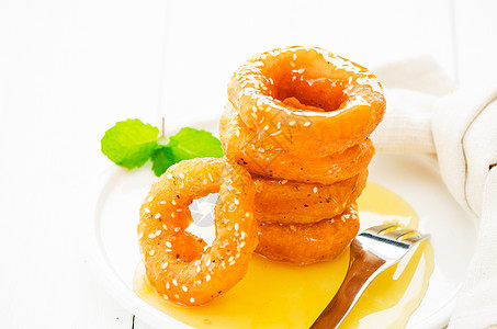 微型甜甜甜圈蛋糕甜点芝麻食物圆圈食谱蜂蜜工作室戒指包子图片