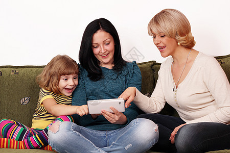 与平板电脑Pc家庭母亲工具成人女性闲暇药片喜悦女士孩子图片