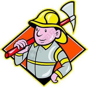消防消防员紧急救援工急救员男人插图斧头消防员消防斧卡通片男性职业钻石图片