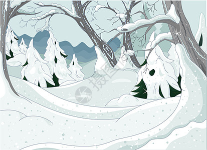 冬季森林冒险绘画树木叶子卡通片环境气候世界荒野木头图片