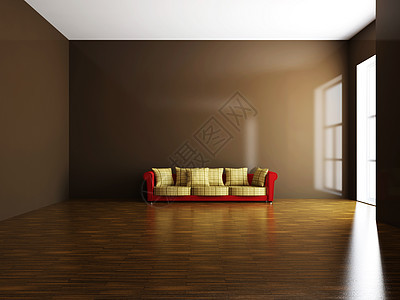沙发木地板窗户公寓休息室房子风格软垫生活枕头长沙发图片