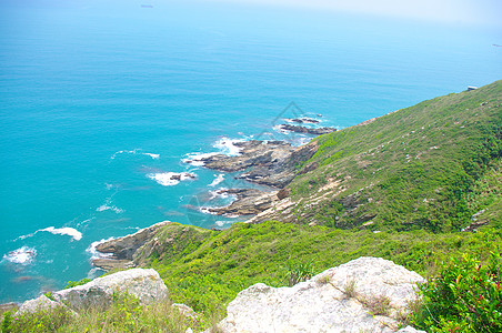 南中国山脚下美丽的勺子漂流远景天气爬坡海岸线悬崖蓝色岩石风景渔业土地图片