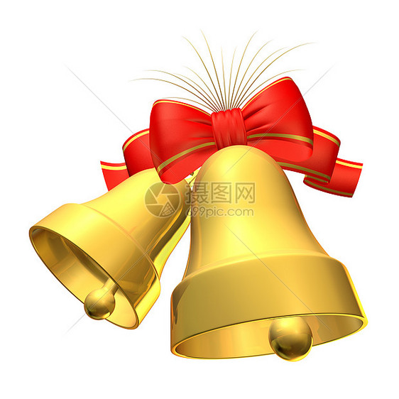 手铃丝带反射微光红色金子展示工作金色礼物光泽度图片