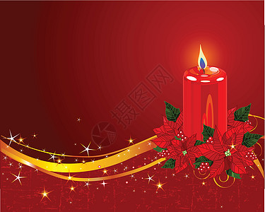 圣诞节和波因塞蒂亚的蜡烛图片