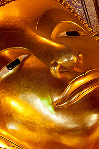 仰靠佛像的金像面部 曼谷Wat Pho上帝金子旅行金属纪念碑雕像旅游佛教徒冥想艺术图片