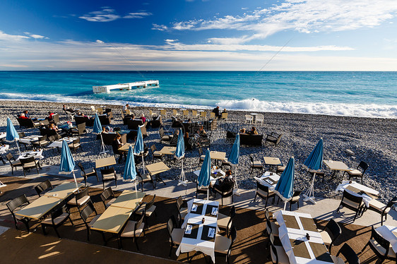 法国法国里维埃拉州尼斯市海滩餐馆图片