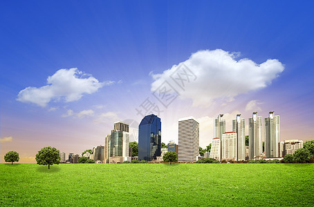 清晨城市与空间的天线射线帝国旅行建筑太阳蓝色景观天际办公室天空图片