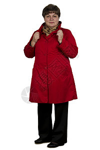 穿红色斗篷的中年妇女背景图片