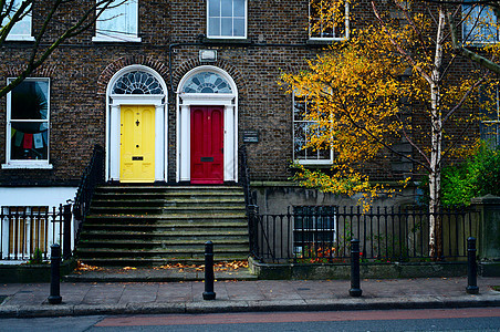 都柏林门 爱尔兰住宅楼梯窗户入口城市建筑房子玻璃门户网站街道图片