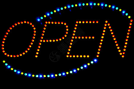 打开符号小时橙子店铺零售服务展示灯光窗户荧光咖啡店图片