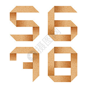 5 6 7 8 从含有剪贴纸的回收纸中提取的Origami字母图片