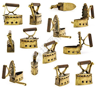 微微型木炭铁煤炭余烬青铜金属工具古董熨烫烙铁器具历史图片