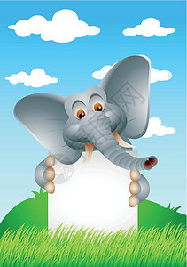 大象卡通 有空白标志图片