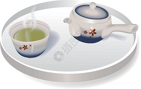 日本茶壶中的绿茶(京苏)图片