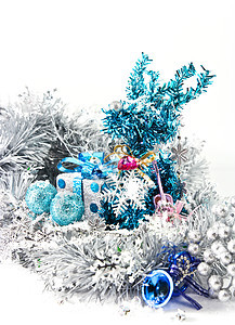 圣诞节装饰新年雪花季节蓝色动物装饰品派对庆典白色季节性图片