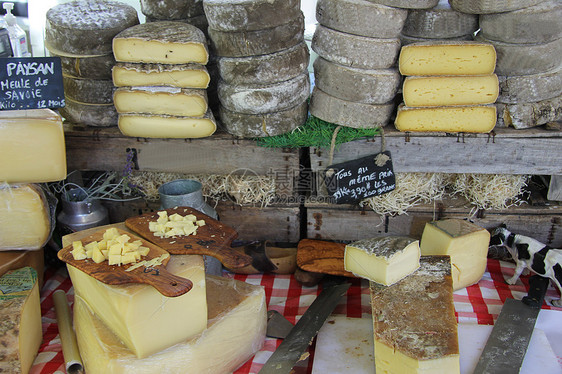 法国市场上的奶酪市场零售生产店铺展示产品白色美食黄色销售牛奶图片