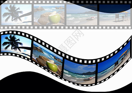 海景电影条旅行椰子海滩旅游太阳假期海洋蓝色天空热带图片