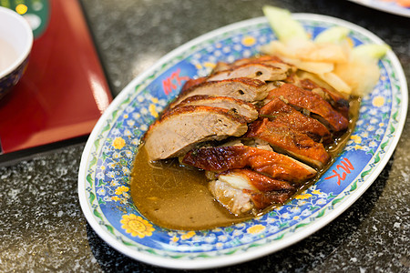 烤鸭烟熏鸡香蜂酱 中国菜味蜂蜜鸭子熏制桌子菜单午餐盘子店铺美食餐厅图片