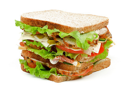 美味三明治蔬菜叶子火鸡生长面包黄瓜食物饮食午餐美食家图片