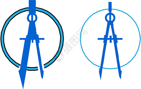 用于绘图的计算乐器罗盘工具绘画机械圆规实施工业数字插图图片