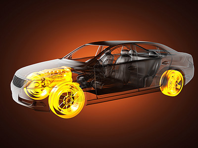 透明汽车概念放射科曲线速度跑车运动奢华轮子车轮运输x光图片