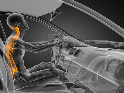 带有驱动器的透明汽车概念车辆创伤驾驶运输身体放射科轮子涡轮引擎骨骼图片