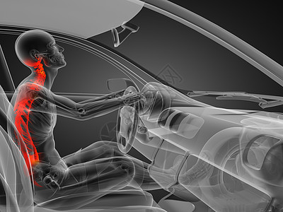 带有驱动器的透明汽车概念创伤驾驶引擎车辆骨骼运输车轮放射科扫描力量图片