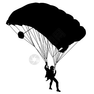 跳跃器 黑白双光影显示矢量插图天篷降落伞重力危险收藏剪影风险跳伞员跳伞安全图片