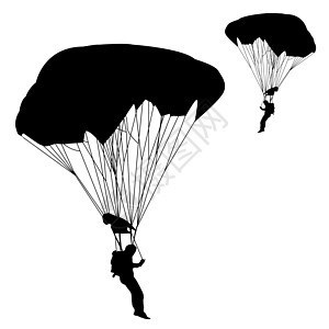 跳跃器 黑白双光影显示矢量插图风险跳伞速度航空饼子空气重力危险细绳伞兵图片