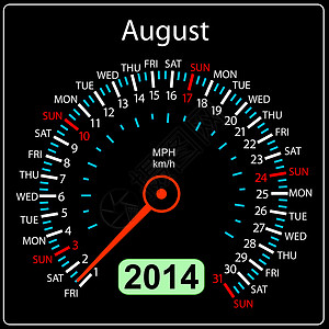 2014年日历速度计车载量为矢量 2014年8月图片