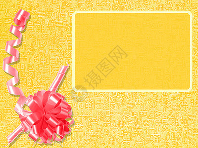 中文新年贺卡红色黄色文化金子卡片传统墙纸框架吉祥丝带图片
