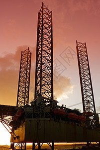 丹麦石油钻井机活力港口力量工业日落技术平台石油图片