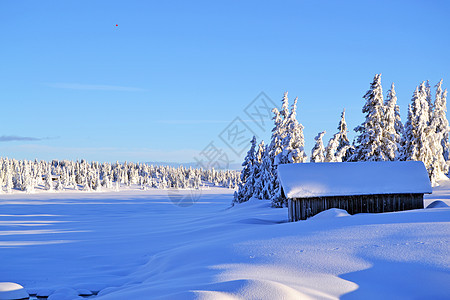 挪威里勒哈默诺德斯特冬季滑雪小屋阴影滑道旅游者图片