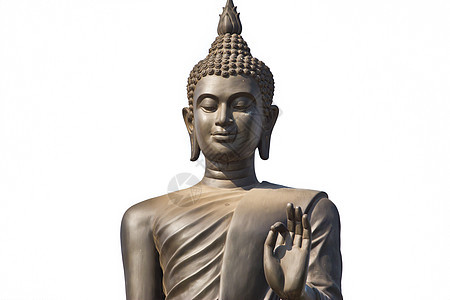 Buddha 白色上孤立的布丁肖像寺庙挫折上帝专注宗教冥想文化艺术雕塑青铜图片